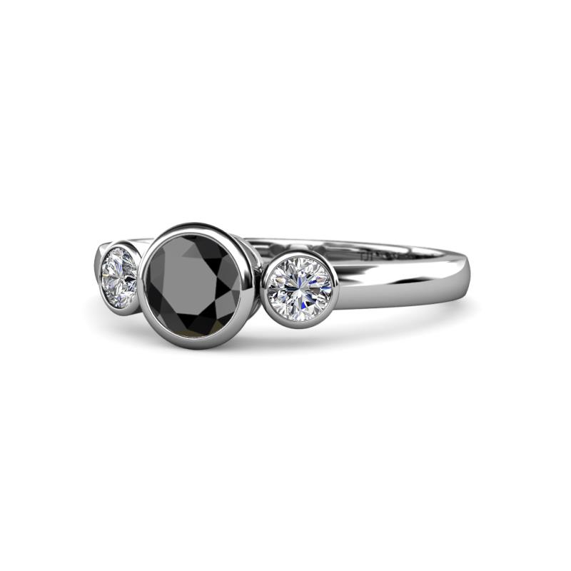 Avrit Black and White Diamond Three Stone Engagement Ring 
