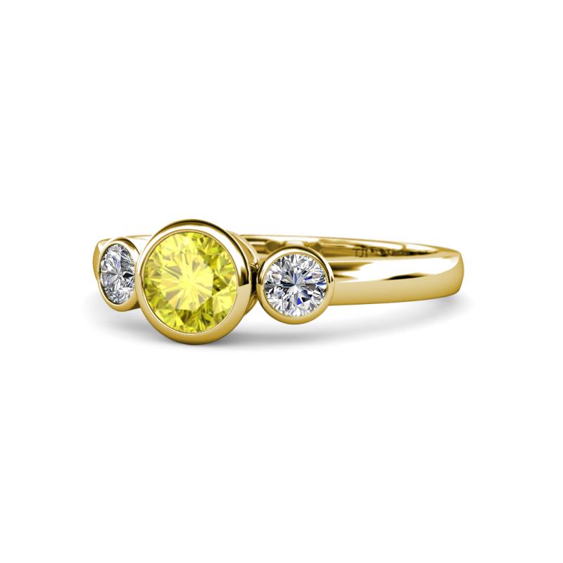 Avrit Yellow and White Diamond Three Stone Engagement Ring 