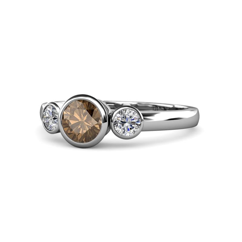 Avrit Smoky Quartz and Diamond Three Stone Engagement Ring 