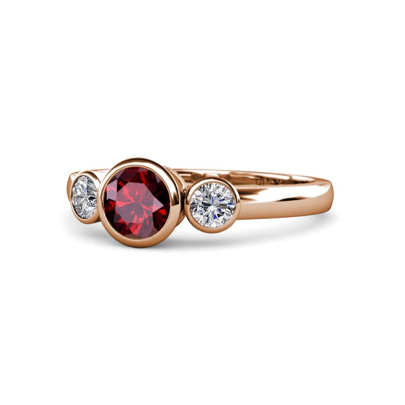 Avrit Ruby and Diamond Three Stone Engagement Ring 