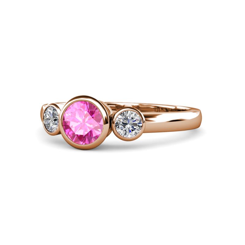 Avrit Pink Sapphire and Diamond Three Stone Engagement Ring 