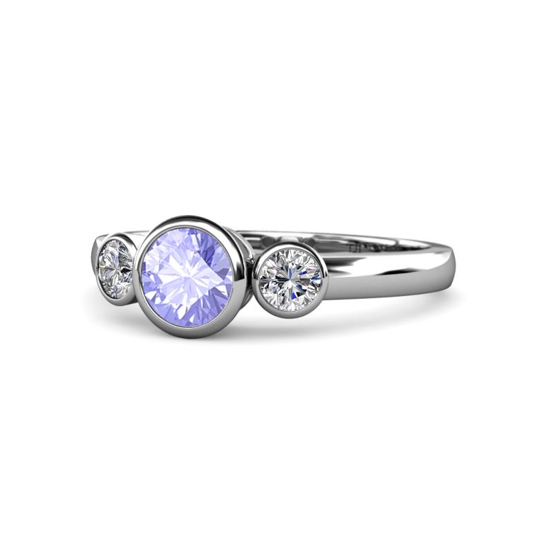 Avrit Tanzanite and Diamond Three Stone Engagement Ring 