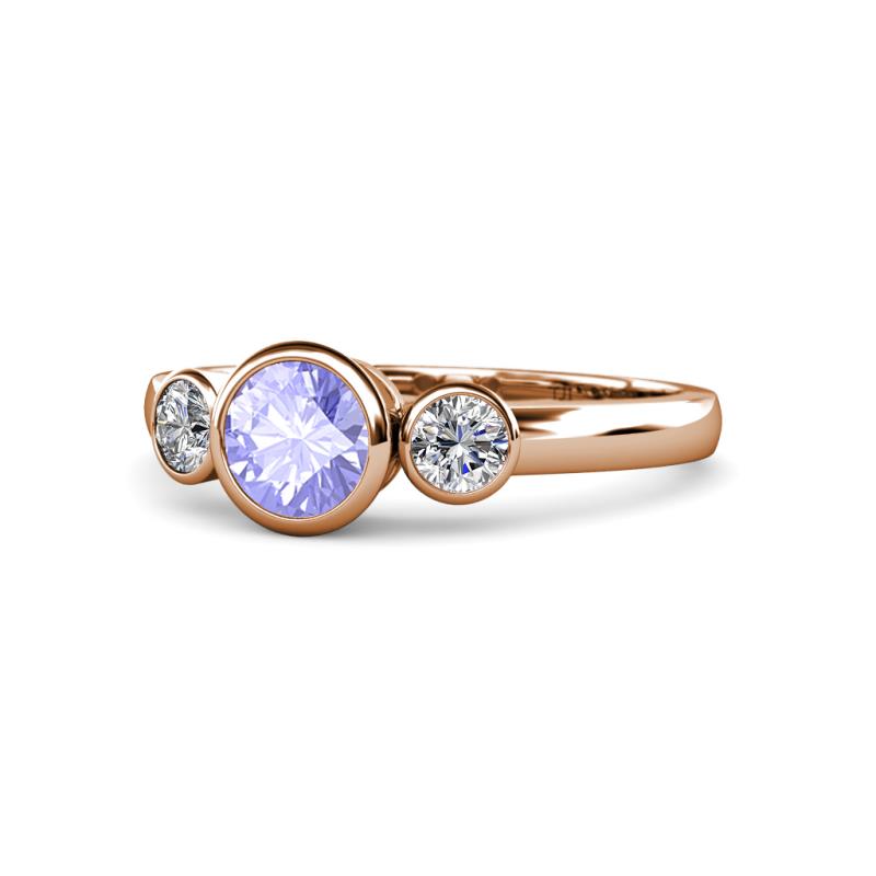 Avrit Tanzanite and Diamond Three Stone Engagement Ring 