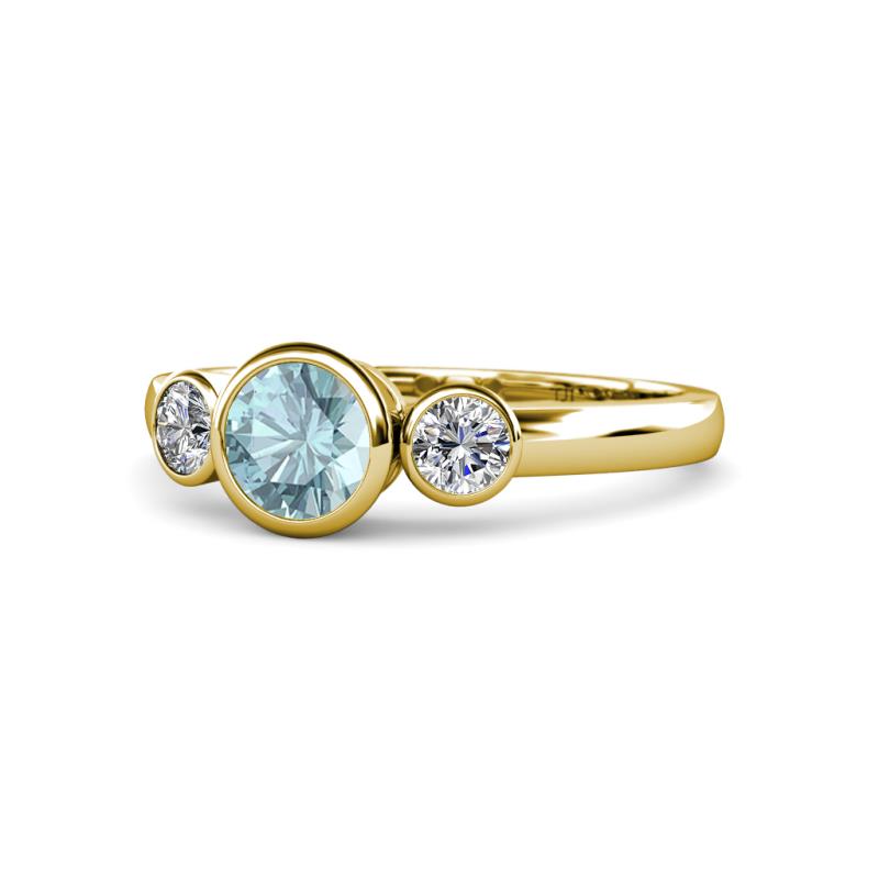 Avrit Aquamarine and Diamond Three Stone Engagement Ring 