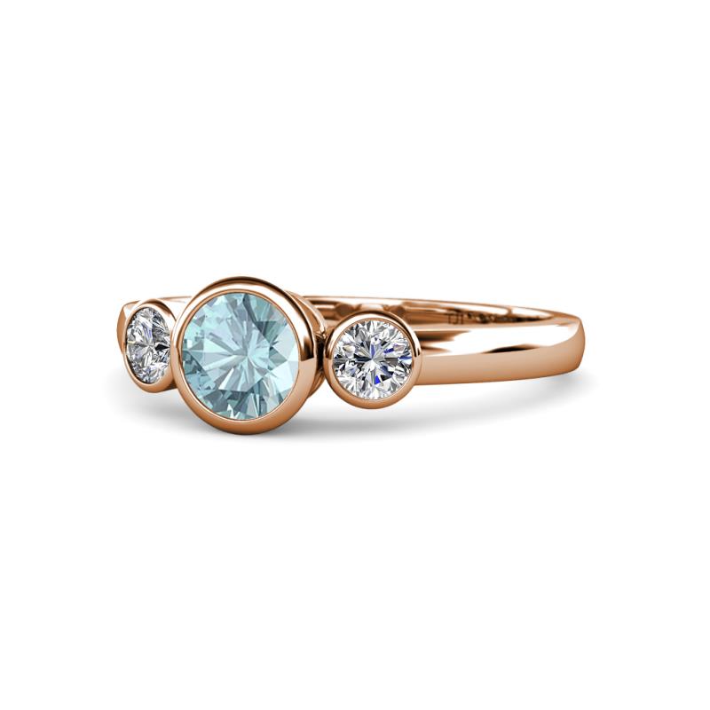 Avrit Aquamarine and Diamond Three Stone Engagement Ring 