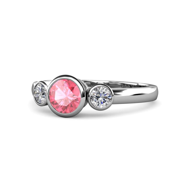 Avrit Pink Tourmaline and Diamond Three Stone Engagement Ring 