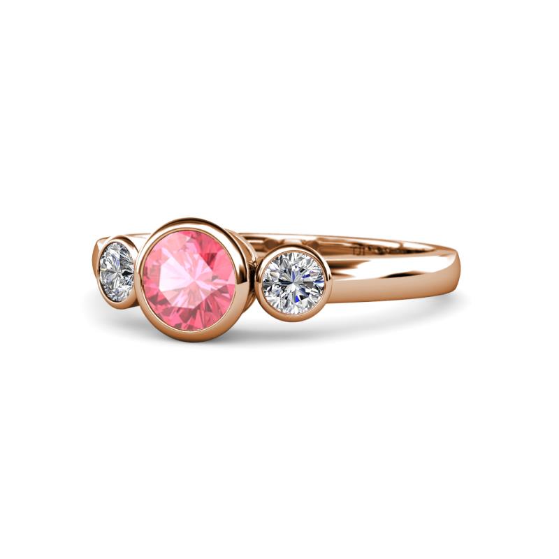 Avrit Pink Tourmaline and Diamond Three Stone Engagement Ring 