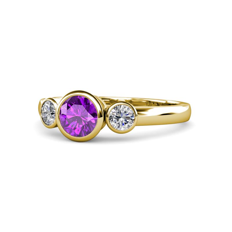 Avrit Amethyst and Diamond Three Stone Engagement Ring 