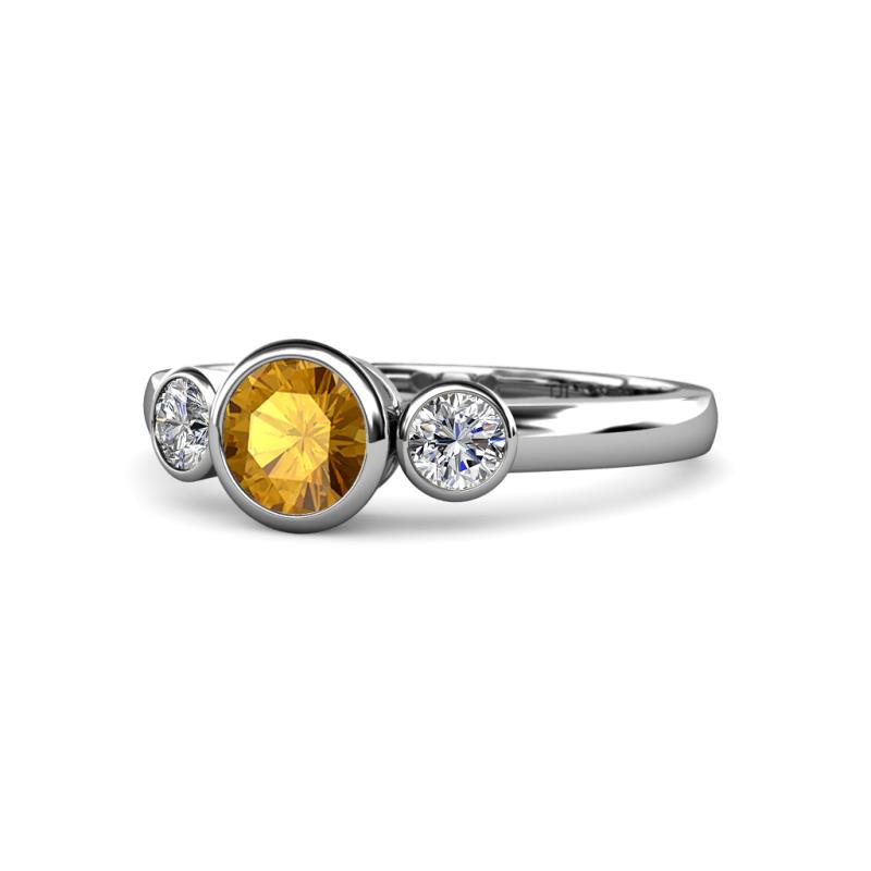 Avrit Citrine and Diamond Three Stone Engagement Ring 