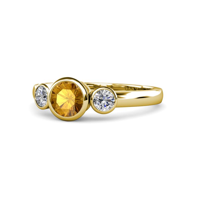 Avrit Citrine and Diamond Three Stone Engagement Ring 