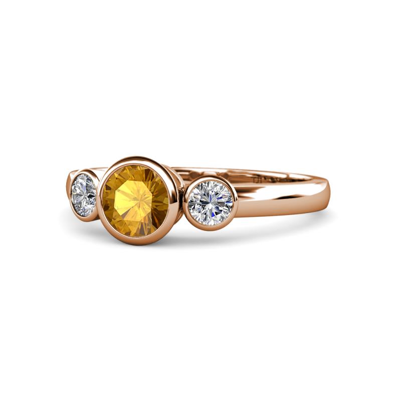 Avrit Citrine and Diamond Three Stone Engagement Ring 