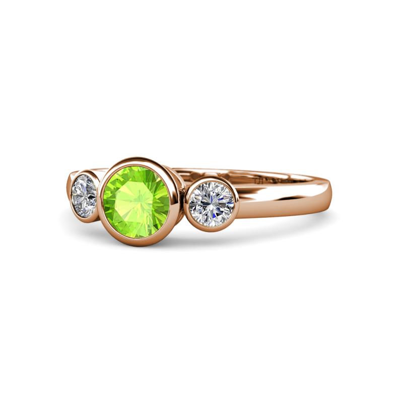 Avrit Peridot and Diamond Three Stone Engagement Ring 