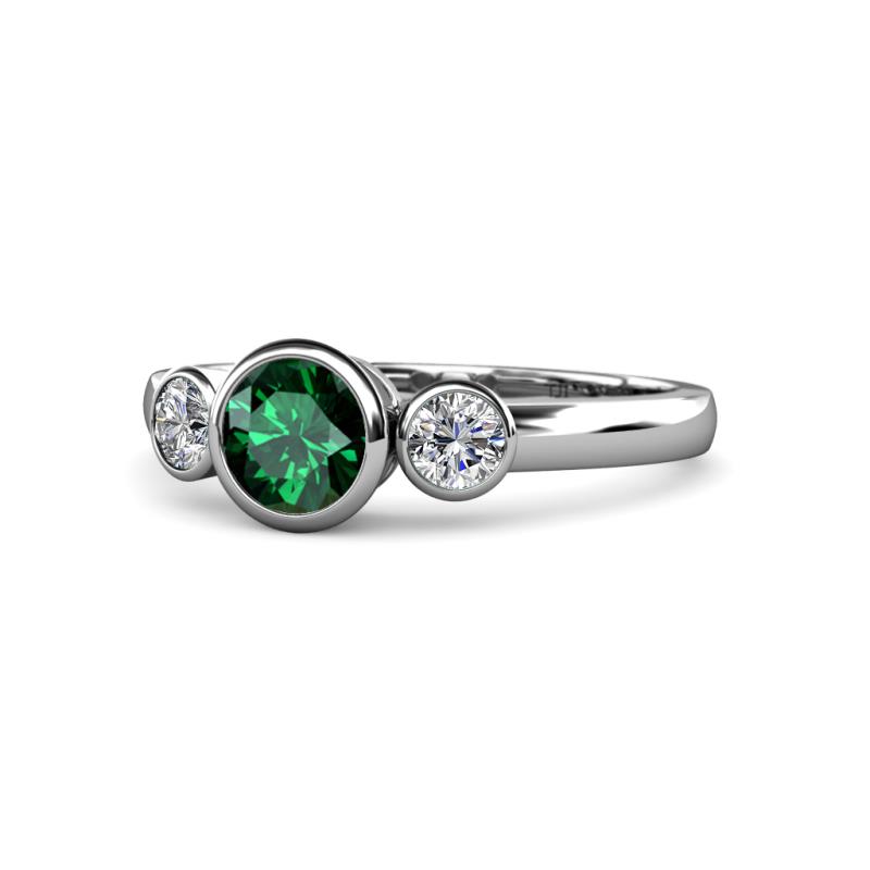 Avrit Emerald and Diamond Three Stone Engagement Ring 