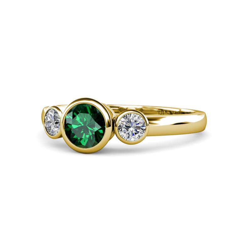 Avrit Emerald and Diamond Three Stone Engagement Ring 