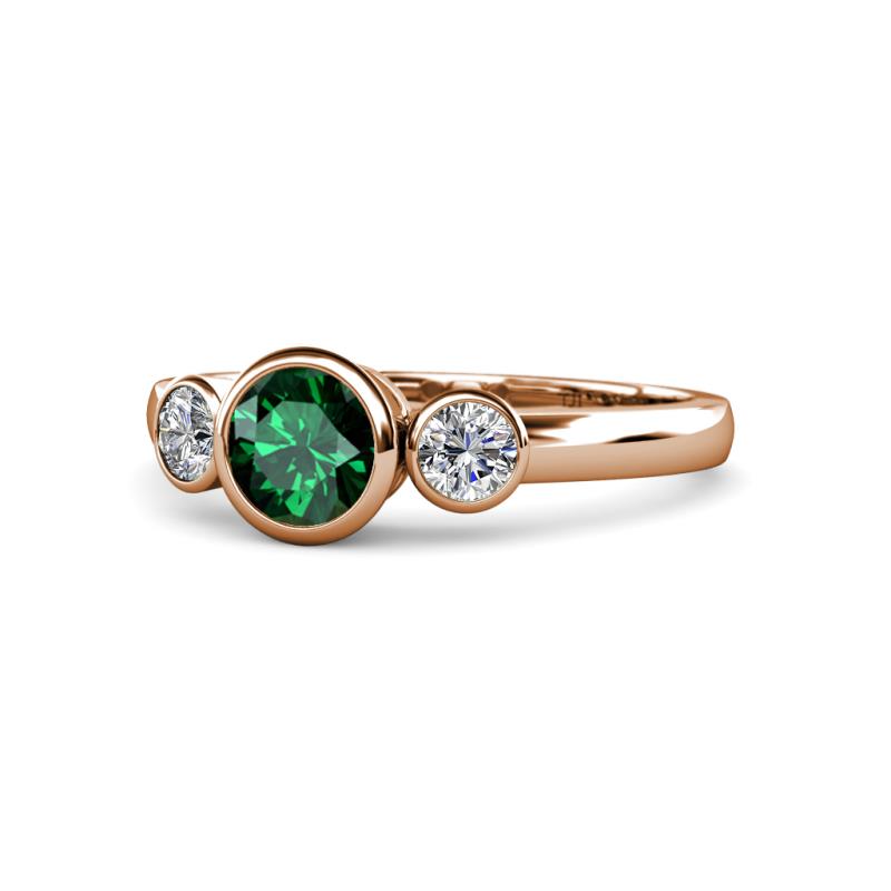 Avrit Emerald and Diamond Three Stone Engagement Ring 