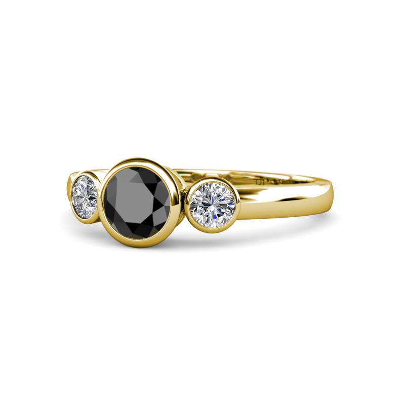 Avrit Black and White Diamond Three Stone Engagement Ring 
