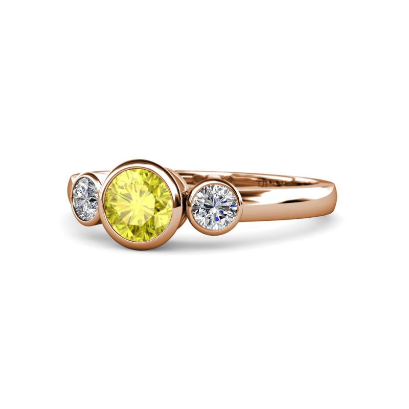 Avrit Yellow and White Diamond Three Stone Engagement Ring 