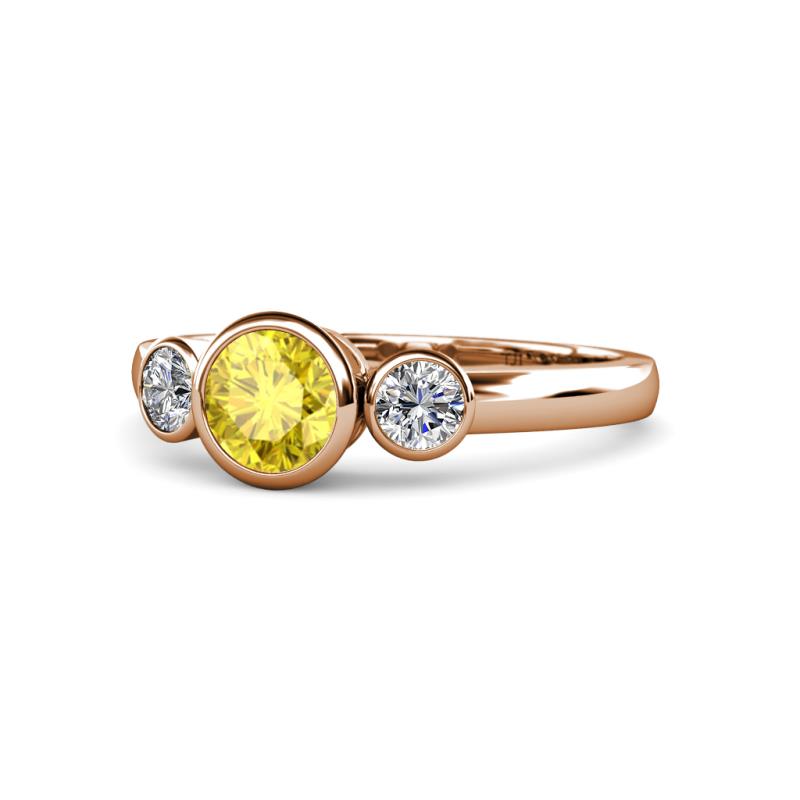 Avrit Yellow Sapphire and Diamond Three Stone Engagement Ring 