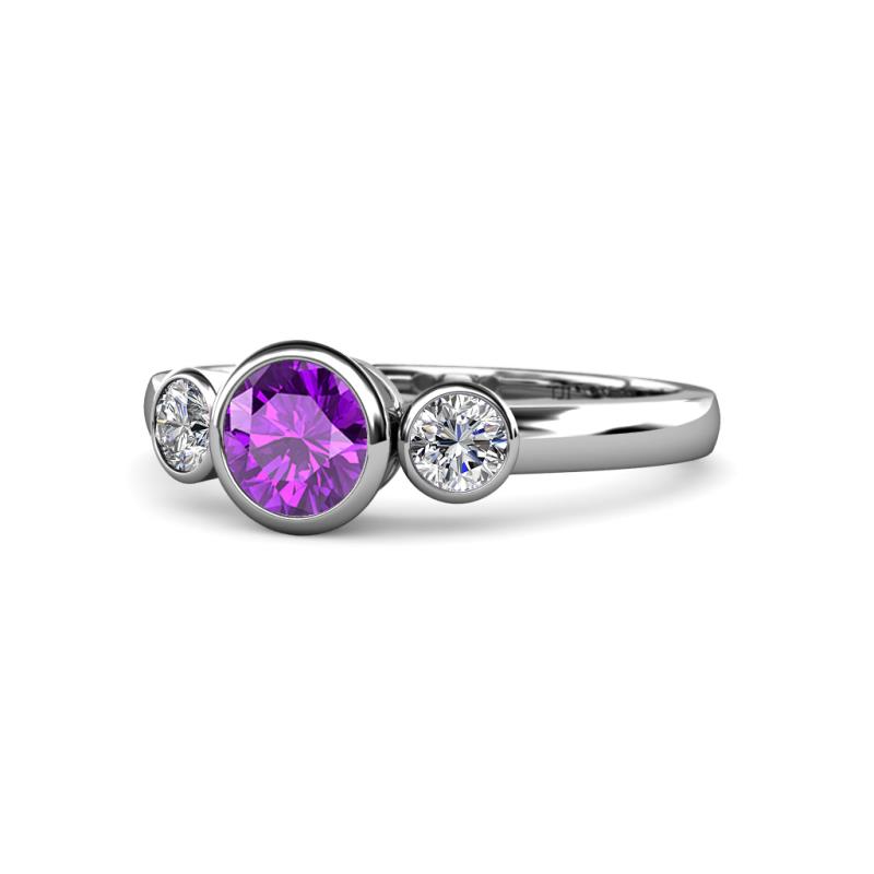 Avrit Amethyst and Diamond Three Stone Engagement Ring 