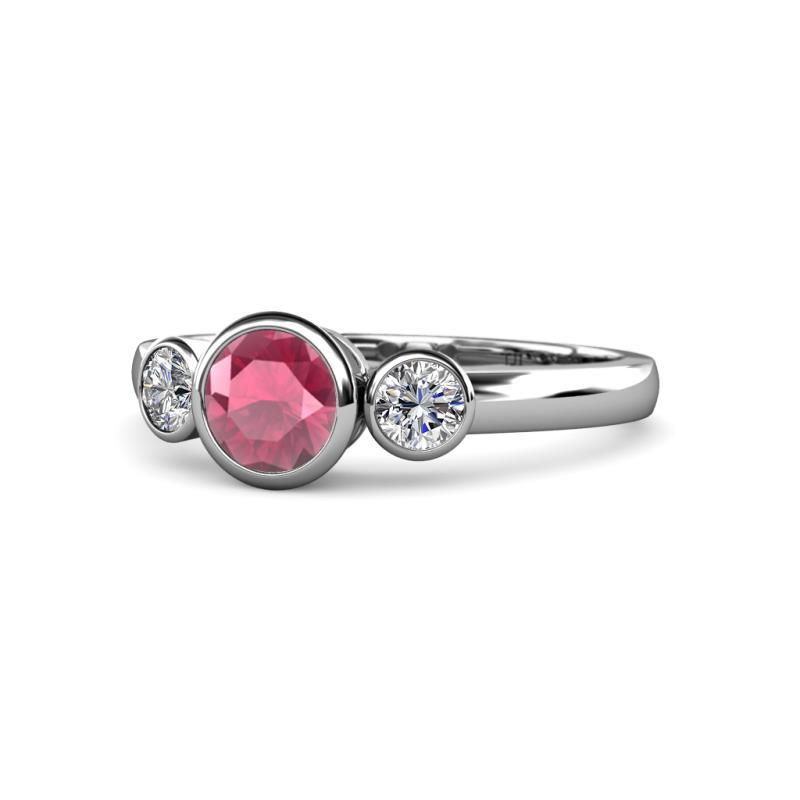 Avrit Rhodolite Garnet and Diamond Three Stone Engagement Ring 