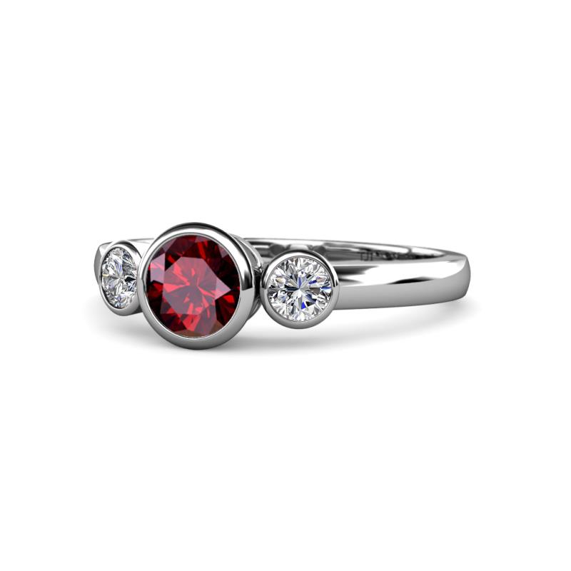 Avrit Ruby and Diamond Three Stone Engagement Ring 