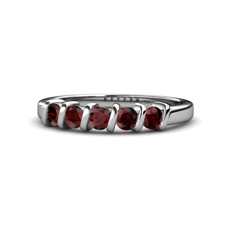 Talia Red Garnet Wedding Band 