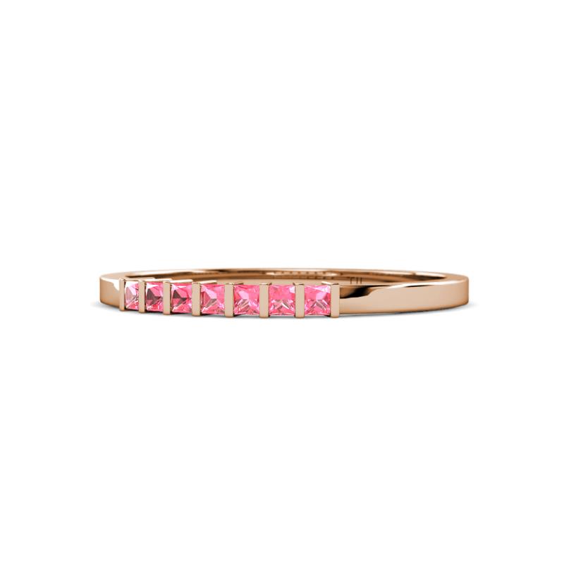 Abila 0.35 ctw (2.00 mm) Princess Cut Pink Tourmaline 7 Stone Wedding Band 