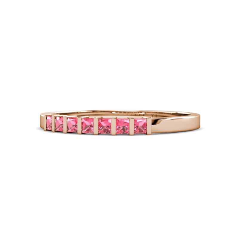Abila 0.63 ctw (2.50 mm) Princess Cut Pink Tourmaline 7 Stone Wedding Band 