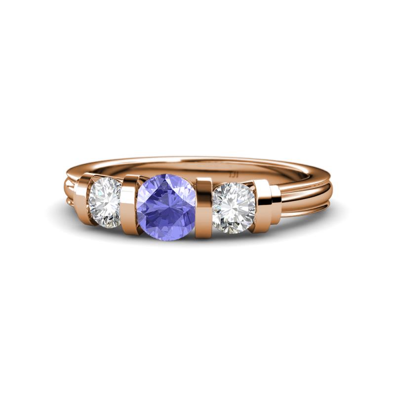Raea Tanzanite and Diamond Three Stone Engagement Ring 