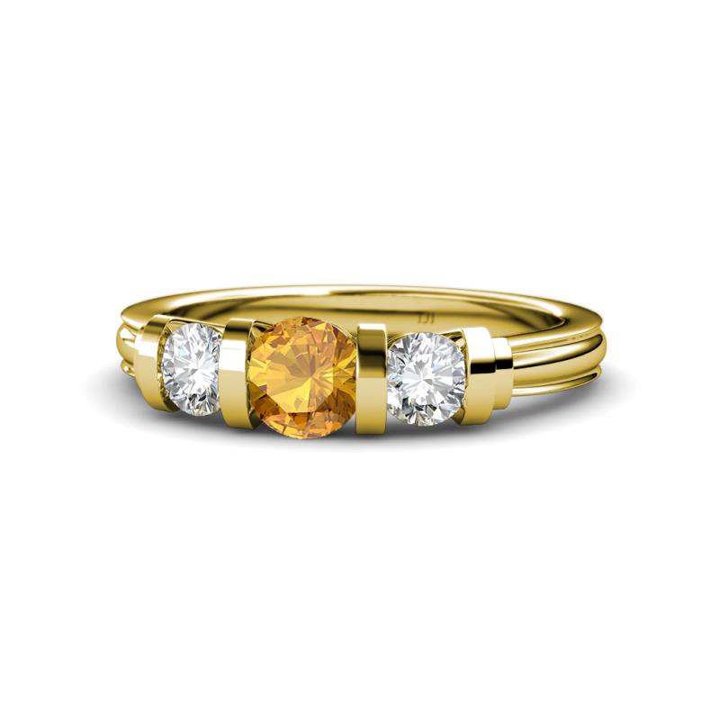 Raea Citrine and Diamond Three Stone Engagement Ring 