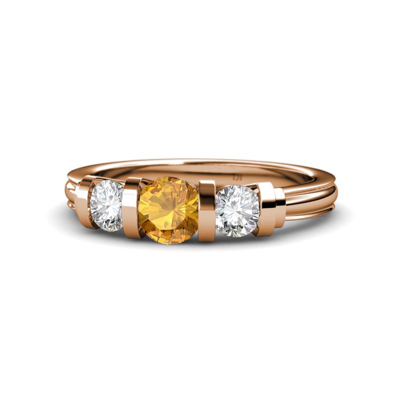 Raea Citrine and Diamond Three Stone Engagement Ring 