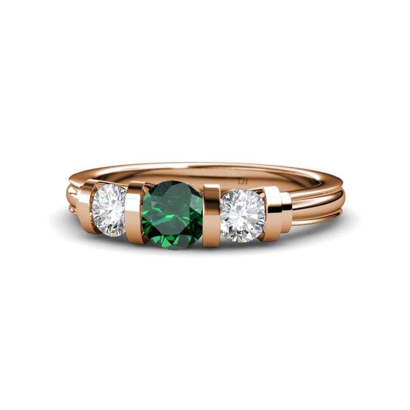 Raea Emerald and Diamond Three Stone Engagement Ring 