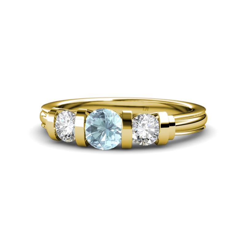 Raea Aquamarine and Diamond Three Stone Engagement Ring 