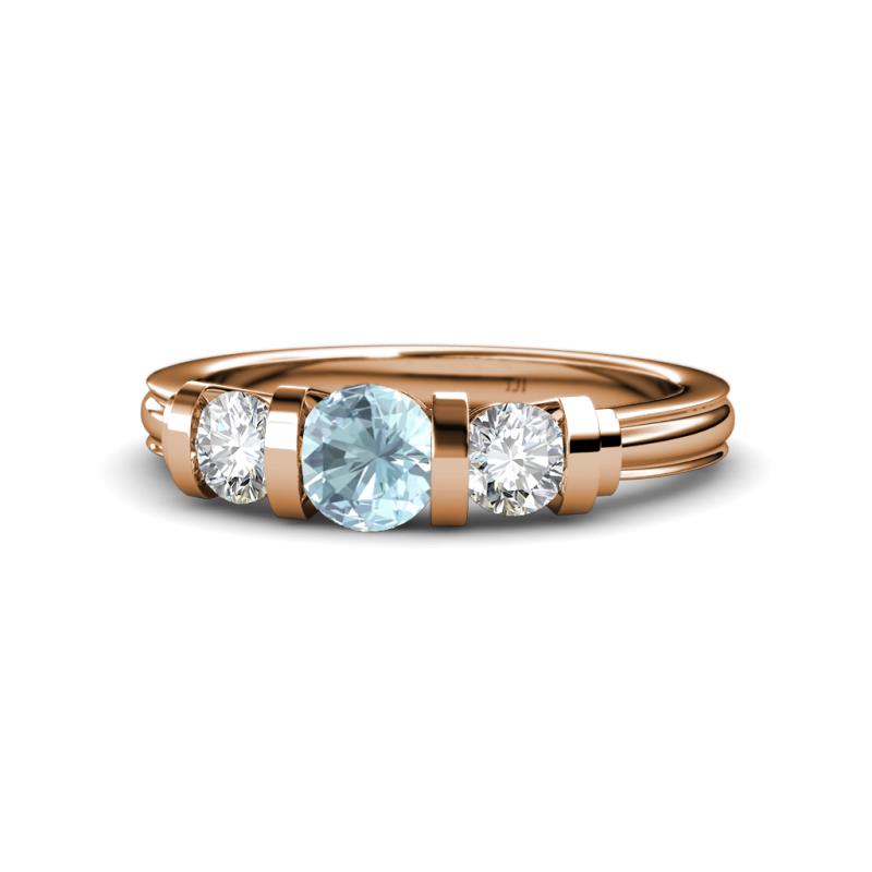 Raea Aquamarine and Diamond Three Stone Engagement Ring 