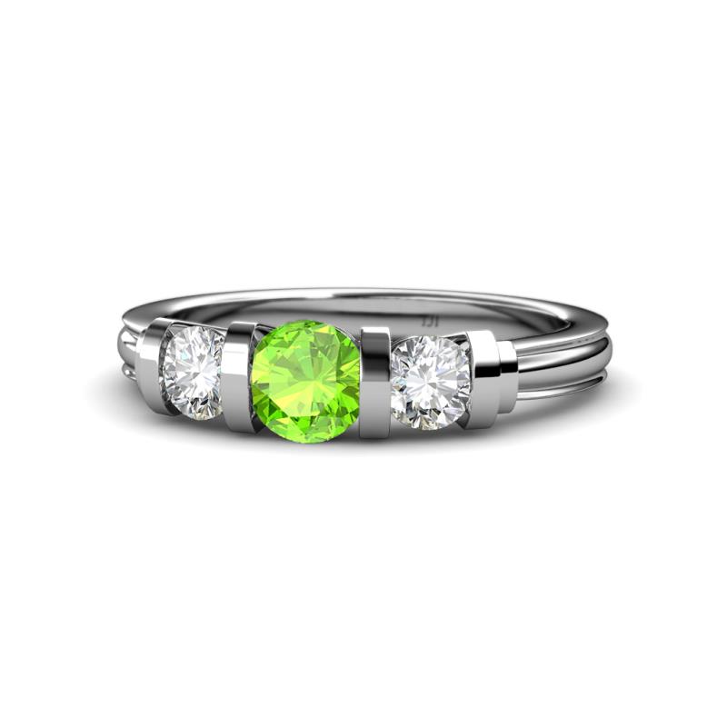 Raea Peridot and Diamond Three Stone Engagement Ring 