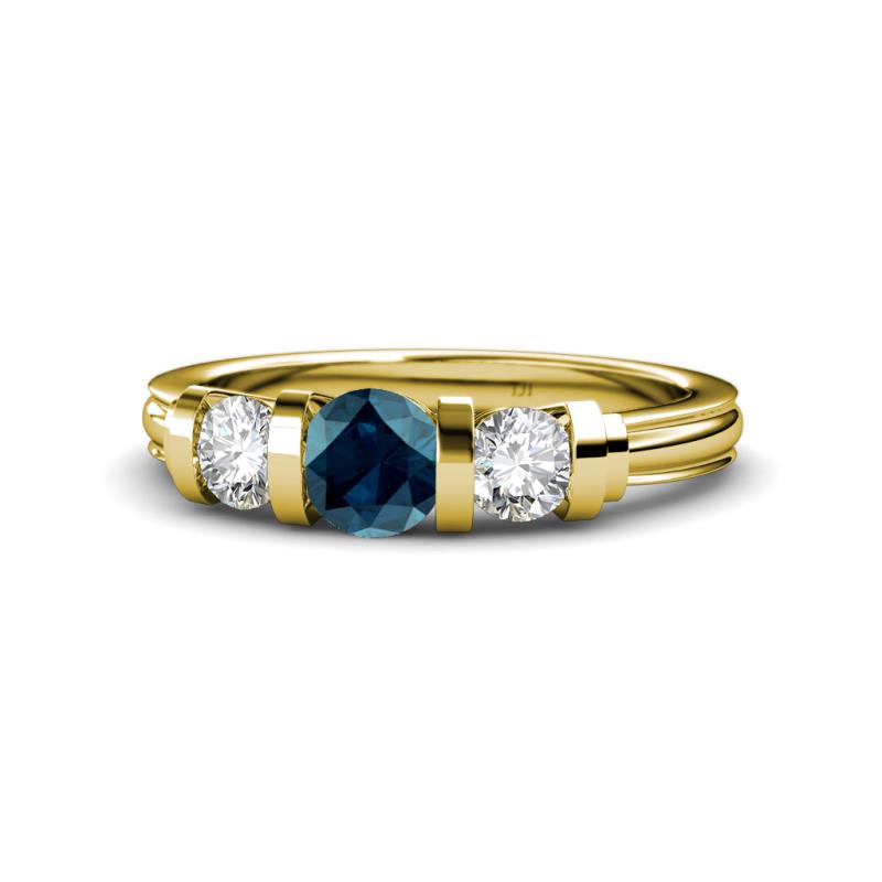 Raea Blue and White Diamond Three Stone Engagement Ring 