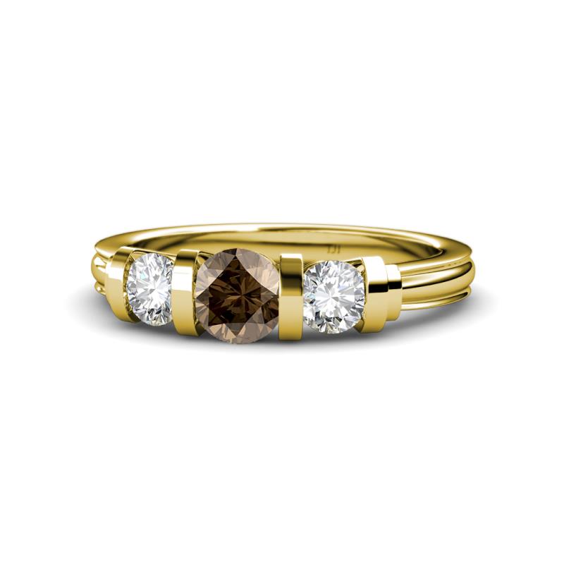 Raea Smoky Quartz and Diamond Three Stone Engagement Ring 