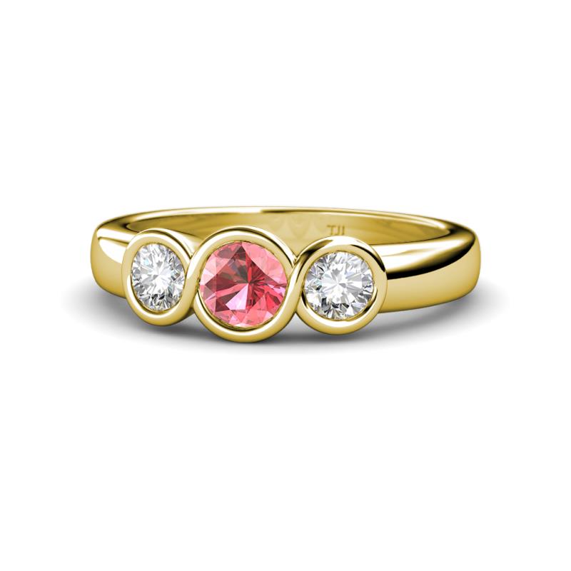 Naava Pink Tourmaline and Diamond Three Stone Engagement Ring 