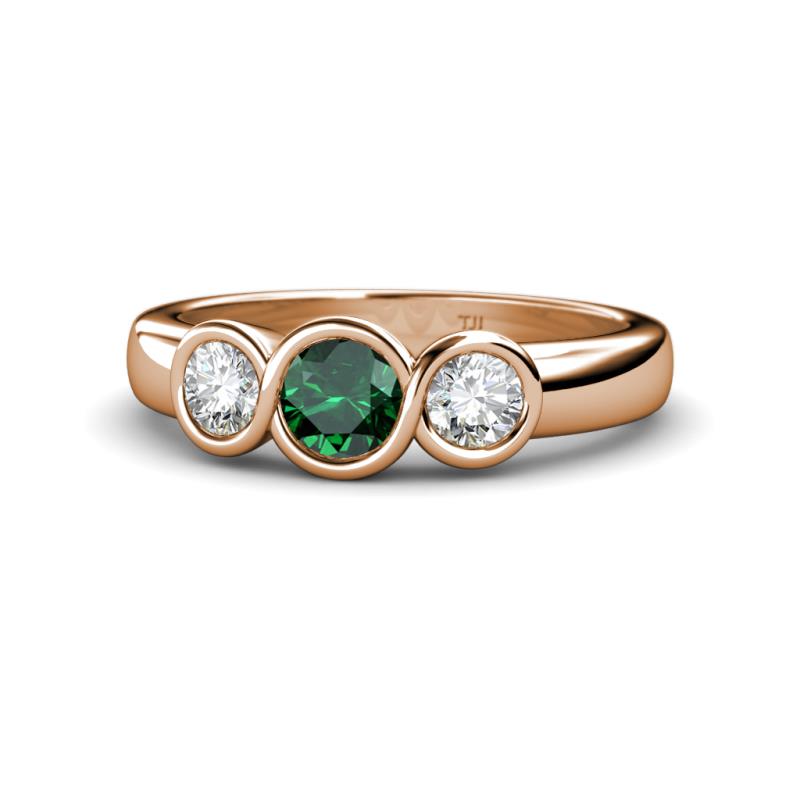 Naava Emerald and Diamond Three Stone Engagement Ring 
