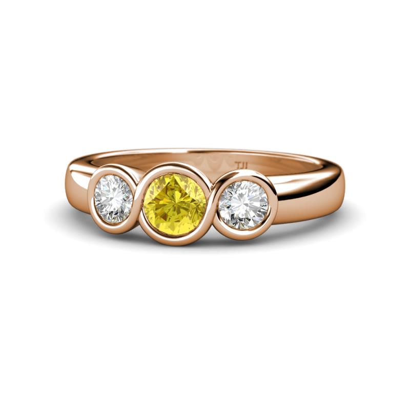 Naava Lab Created Yellow Sapphire and Diamond Three Stone Engagement Ring 
