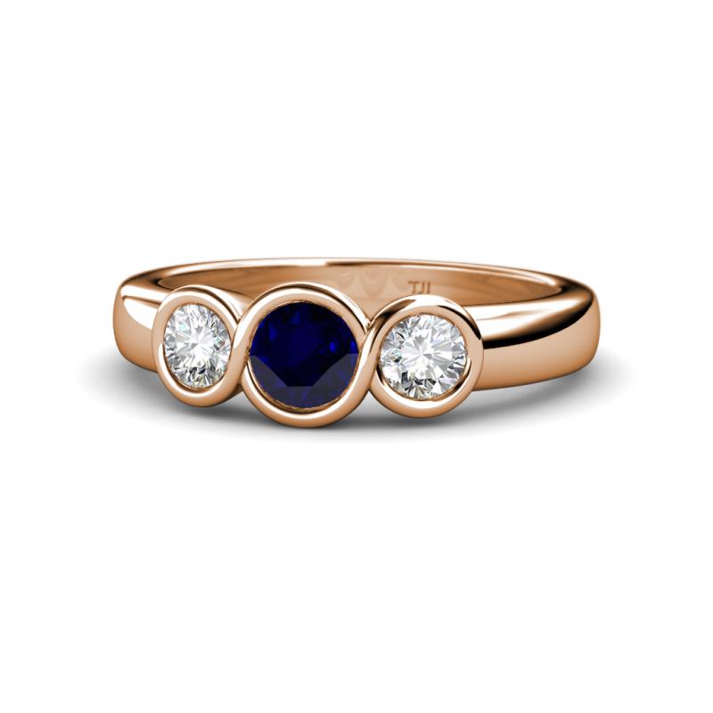Naava Blue Sapphire and Diamond Three Stone Engagement Ring 