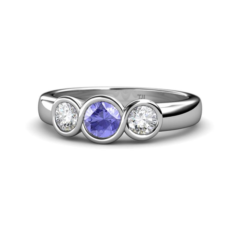 Naava Tanzanite and Diamond Three Stone Engagement Ring 