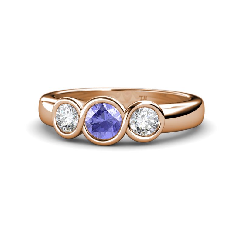 Naava Tanzanite and Diamond Three Stone Engagement Ring 