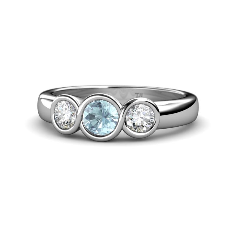 Naava Aquamarine and Diamond Three Stone Engagement Ring 