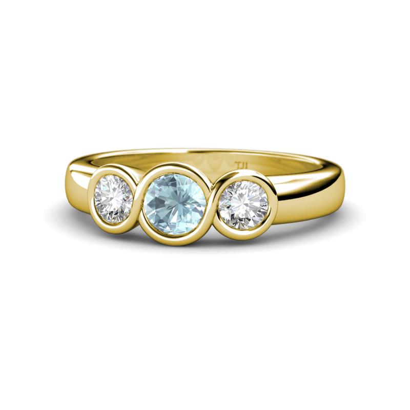 Naava Aquamarine and Diamond Three Stone Engagement Ring 