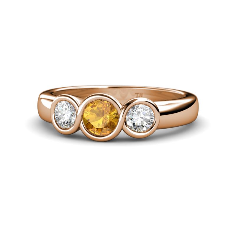 Naava Citrine and Diamond Three Stone Engagement Ring 