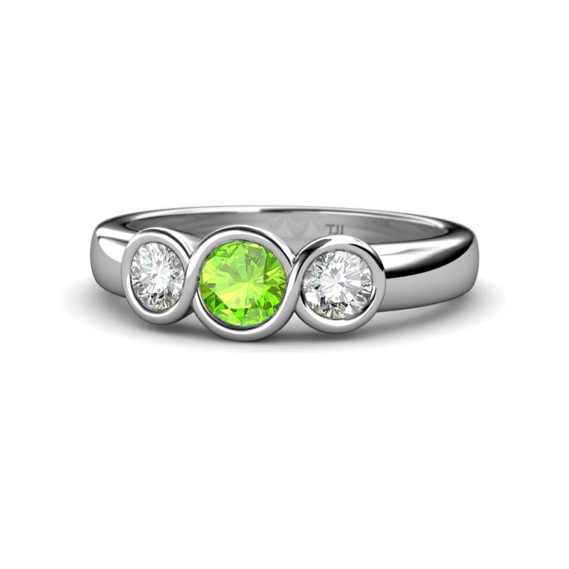 Naava Peridot and Diamond Three Stone Engagement Ring 