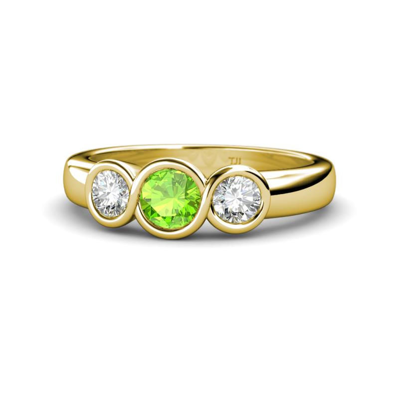 Naava Peridot and Diamond Three Stone Engagement Ring 
