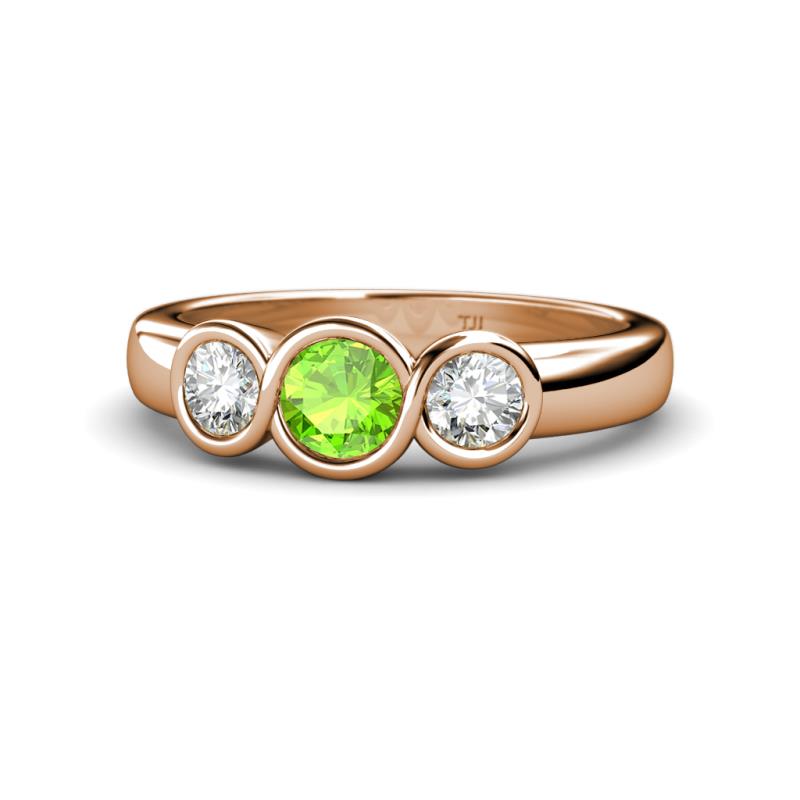 Naava Peridot and Diamond Three Stone Engagement Ring 