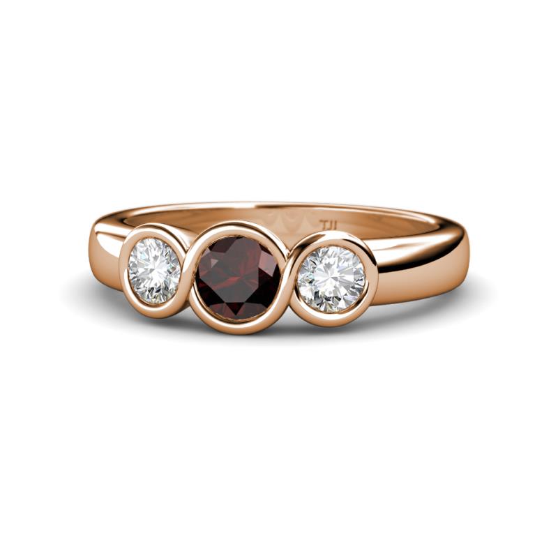 Naava Red Garnet and Diamond Three Stone Engagement Ring 
